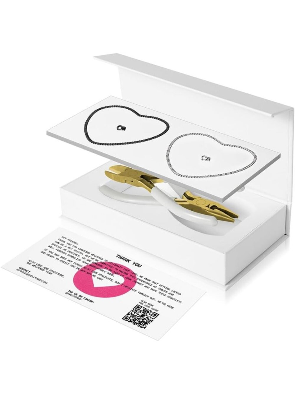 DIY Couples Bracelet Kit – Locking Heart Clasp, Matching Bracelets for Friends